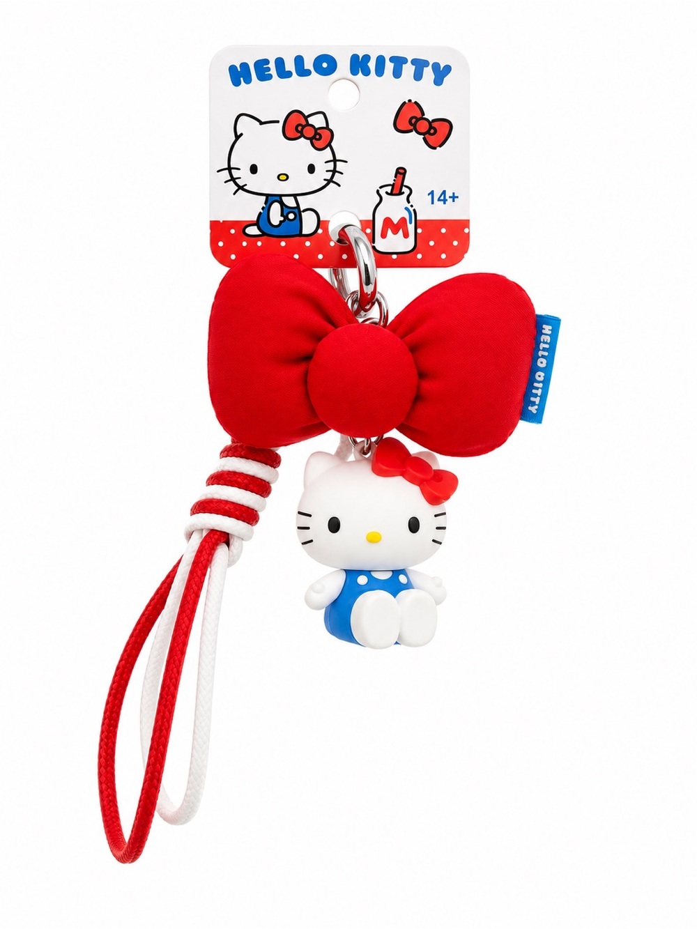 Sanrio Hello Kitty Red Bow and Blue Outfit Key Charm